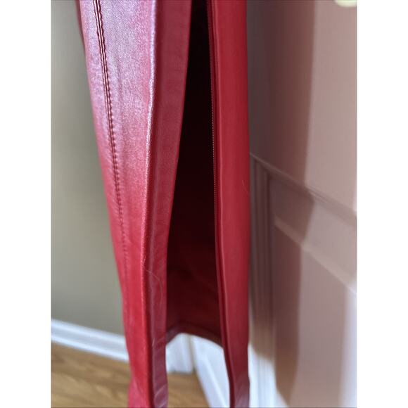 Women's pants real leather Red suede waistband ankle zip lined New 29 X 35 gromt - Picture 7 of 16